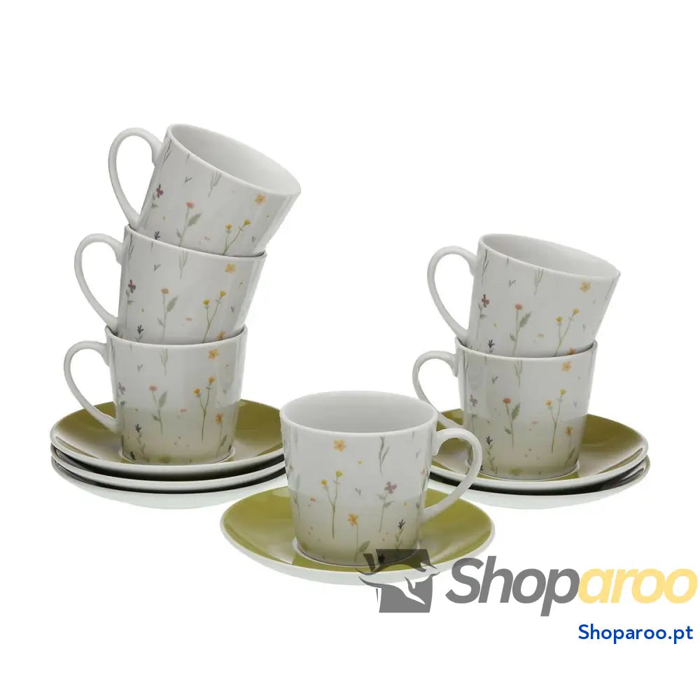 Conjunto de 6 Chávenas com Prato Versa Laison Porcelana