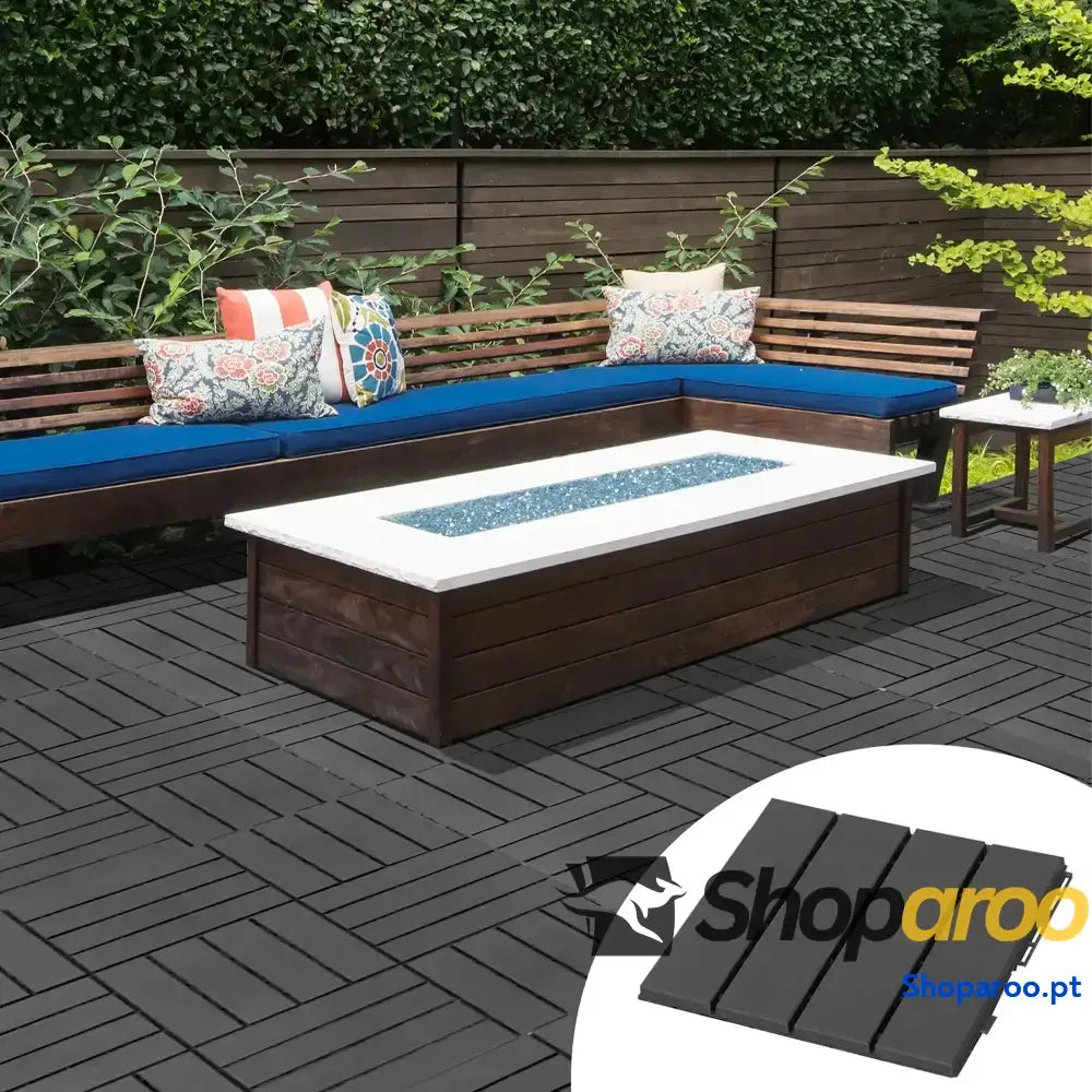 Conjunto de 9 Estrados 30x30cm com Área 0.81 m² para Exterior e Interior Sistema Click Superfície Antiderrapante Balcão