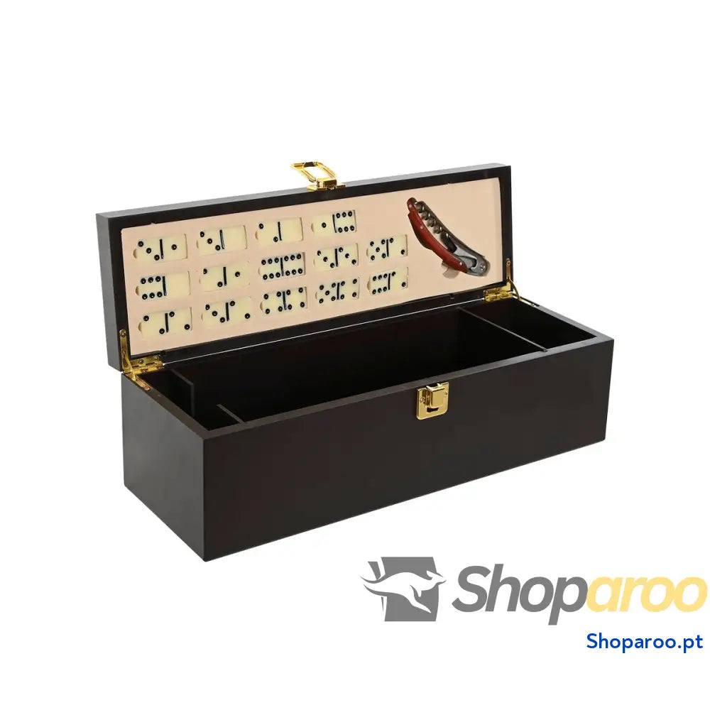 Conjunto de Acessórios para Vinho Home ESPRIT Castanho Madeira MDF 36 x 11 x 12 cm