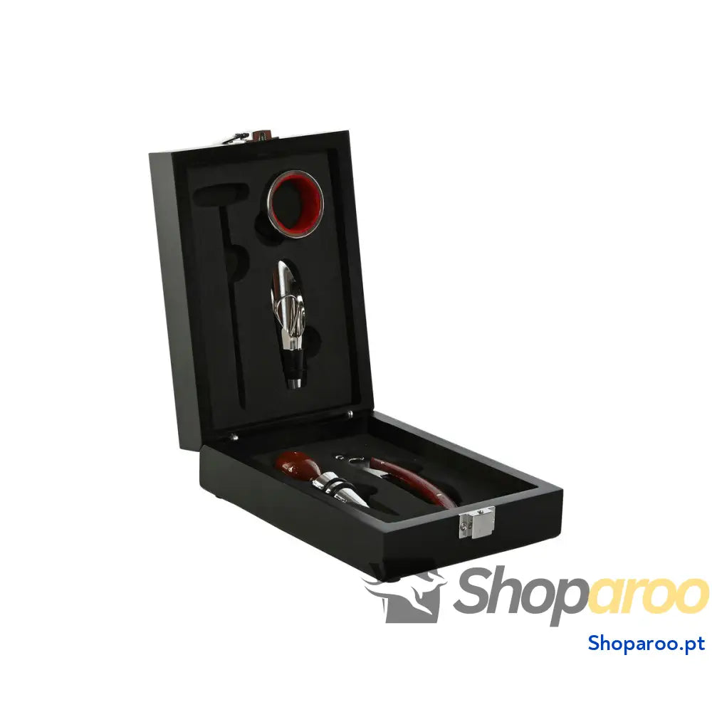 Conjunto de Acessórios para Vinho Home ESPRIT Preto Madeira MDF 12 x 17 x 6 cm