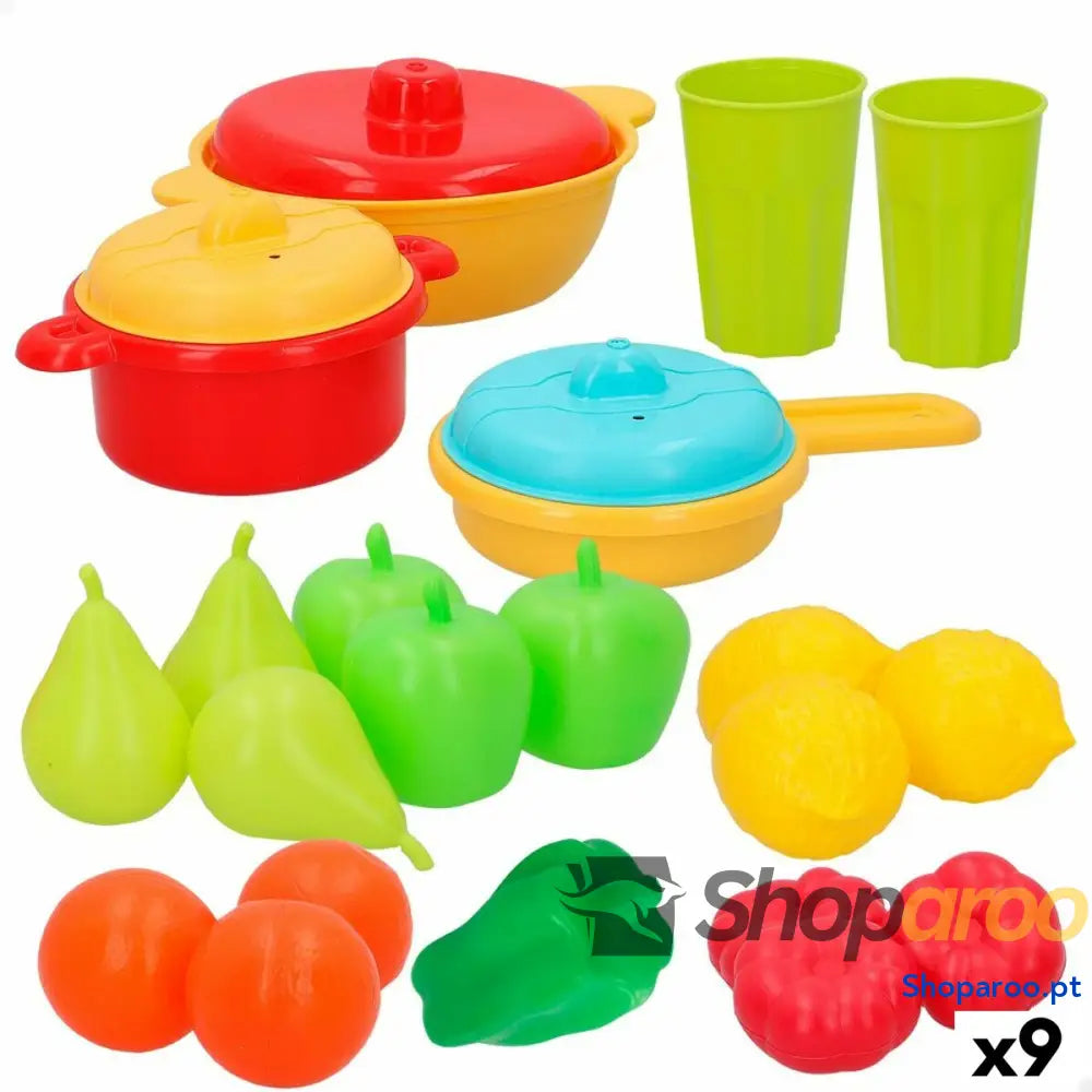 Conjunto de Alimentos de Brincar AquaSport Equipamentos e utensílios de cozinha 24 Peças (9 Unidades)
