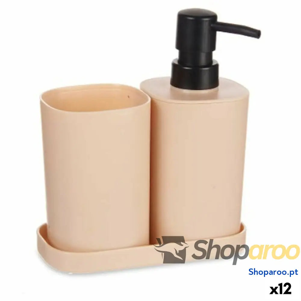 Conjunto de Banho Berilo B8108 S3 BEIGE Preto Bege Polipropileno (12 Unidades)