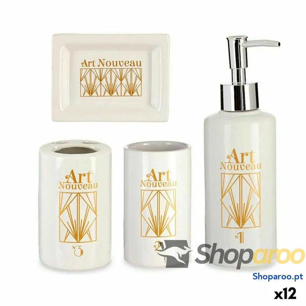 Conjunto de Banho Berilo DW20800 D Branco Dourado Cerâmica (12 Unidades)