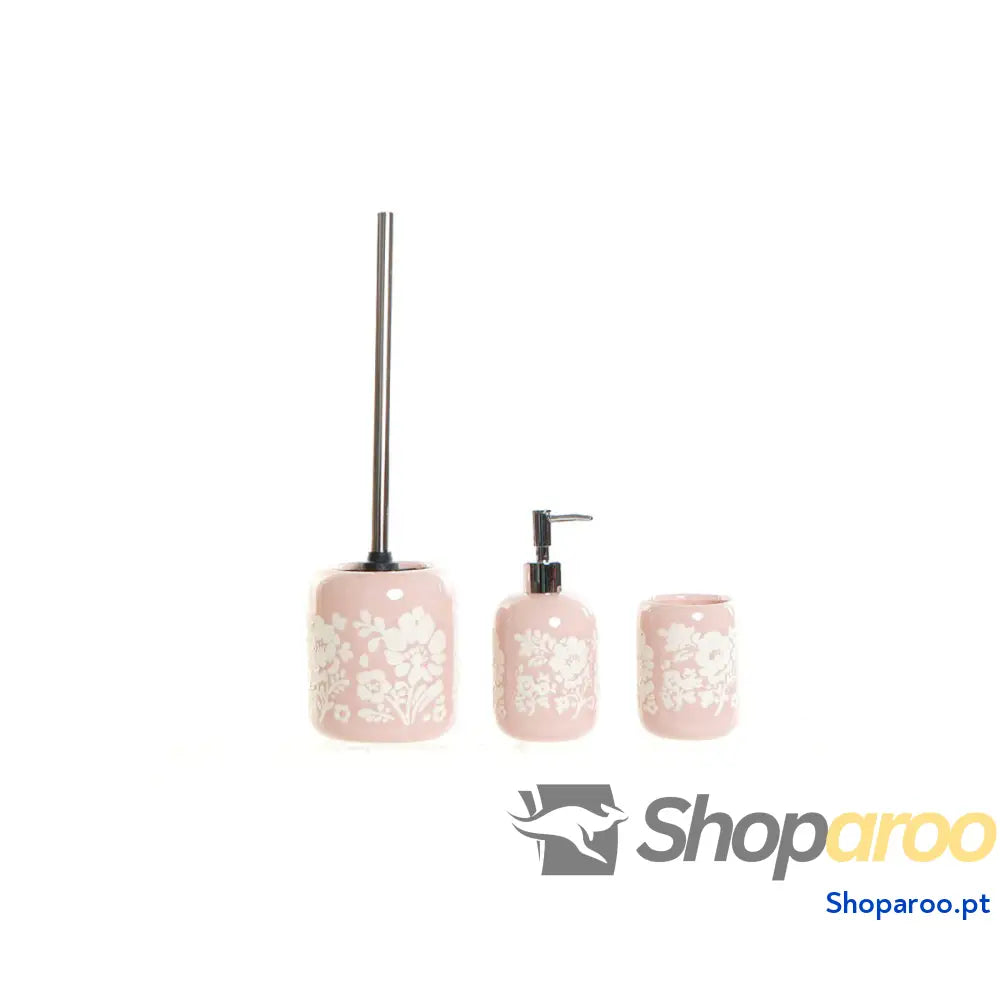 Conjunto de Banho DKD Home Decor 8 x 17,5 cm Cerâmica Cor Rosa Branco