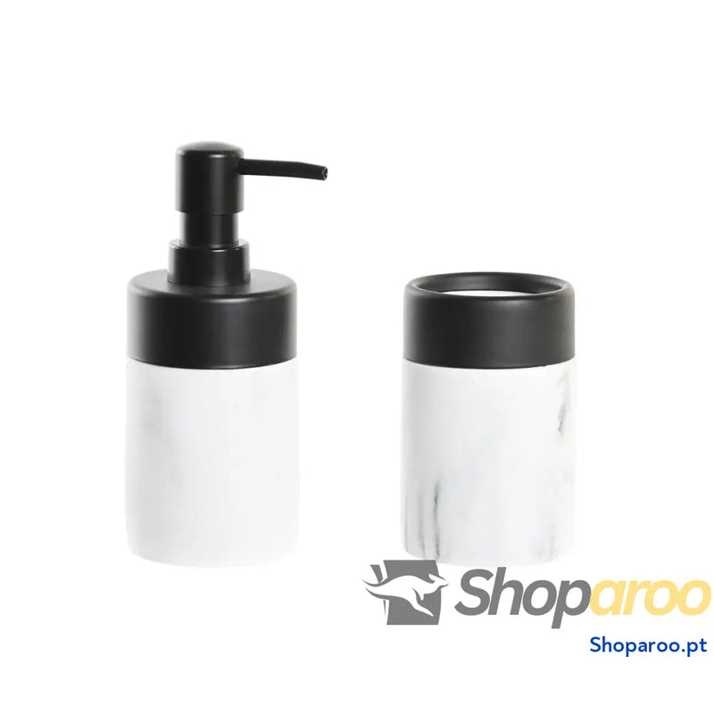 Conjunto de Banho DKD Home Decor Branco Preto Branco/Preto Metal Resina Moderno 7,2 x 16,4 cm