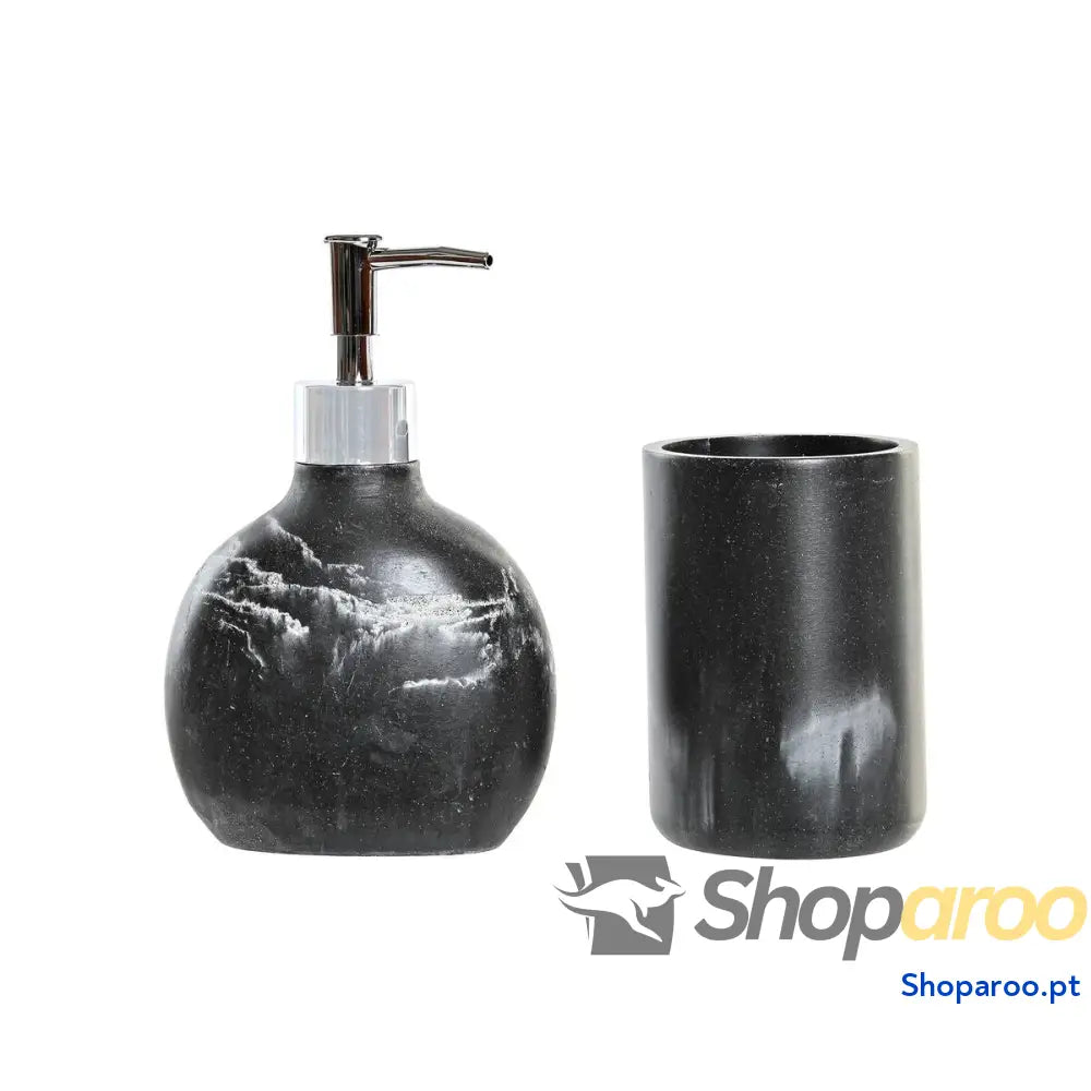 Conjunto de Banho DKD Home Decor Preto Resina Plástico 11 x 6 17 cm 2 Peças