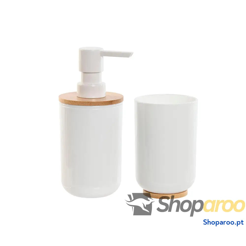 Conjunto de Banho Home ESPRIT Branco Natural Bambu poliestireno 7 x 16 cm