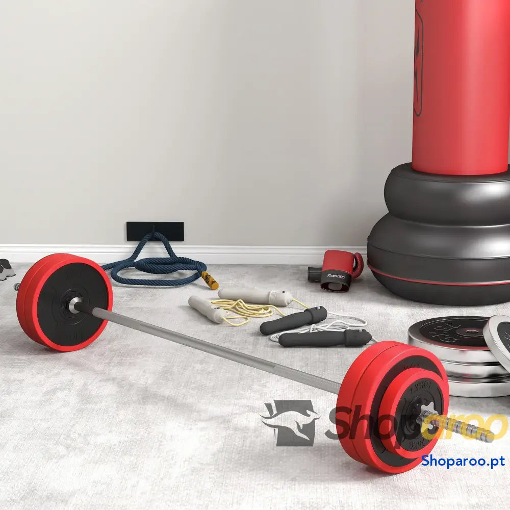 Conjunto de Barra Pesos 30 kg com Discos para Musculação