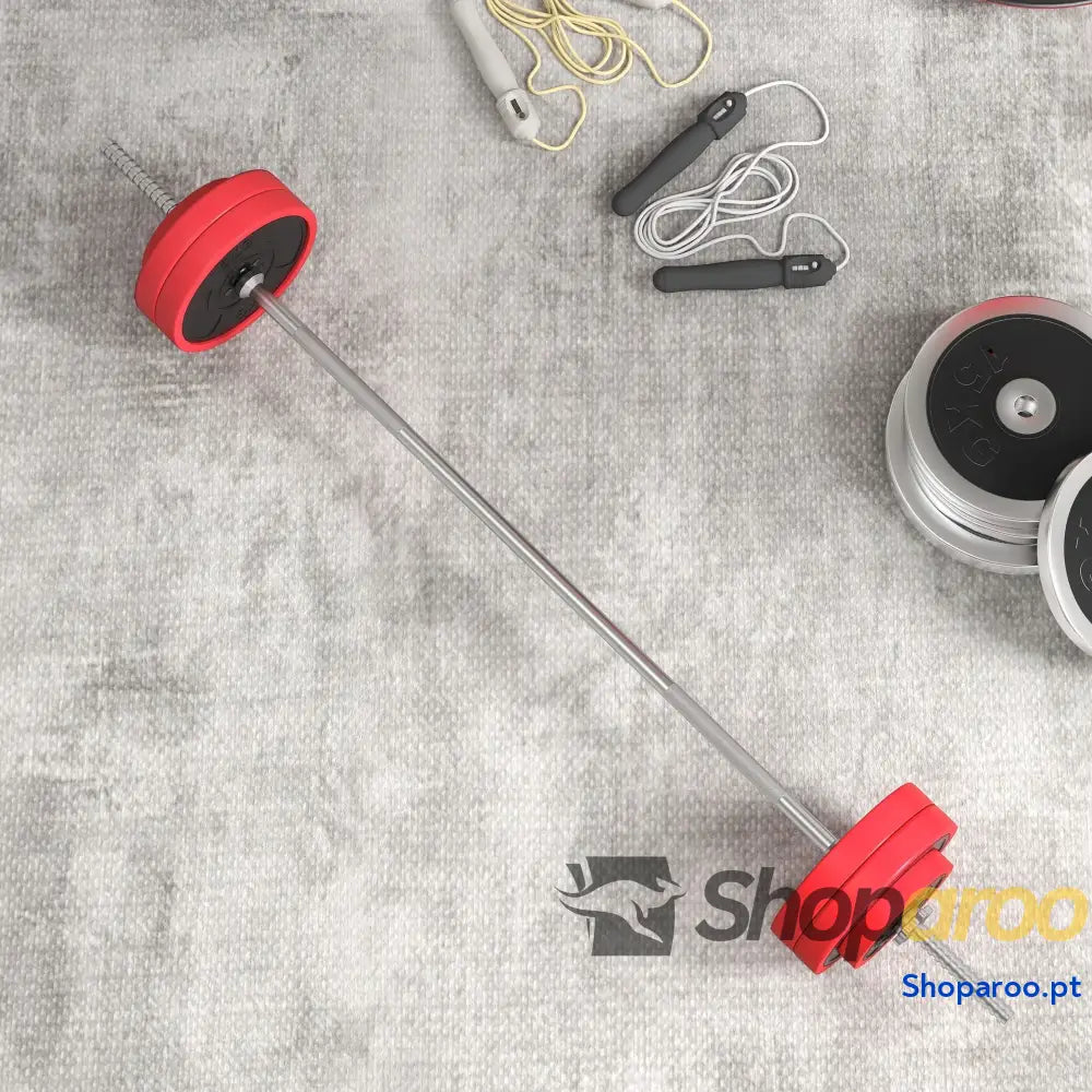 Conjunto de Barra Pesos 30 kg com Discos para Musculação