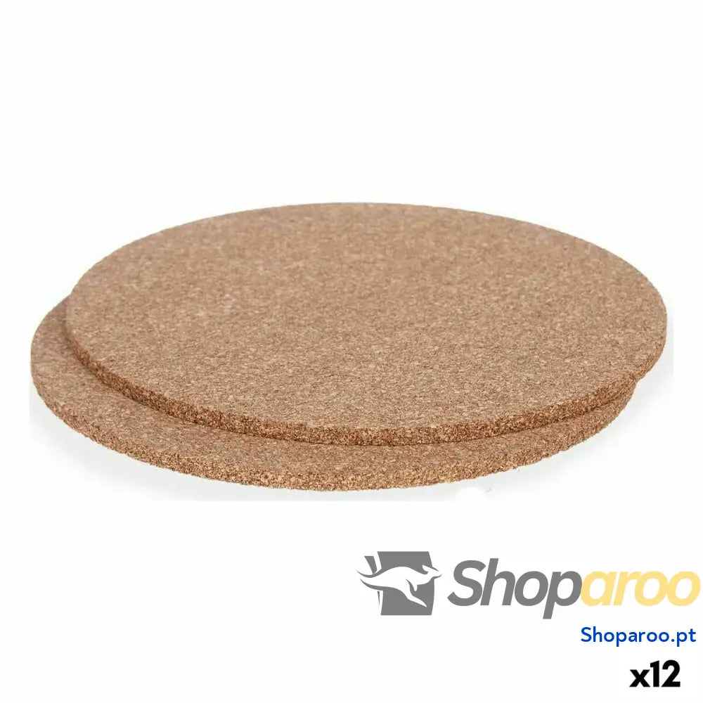 Conjunto de bases Kinvara KT166139R Natural Cortiça 18 x 0,5 x 18 cm Individuais (12 Unidades)