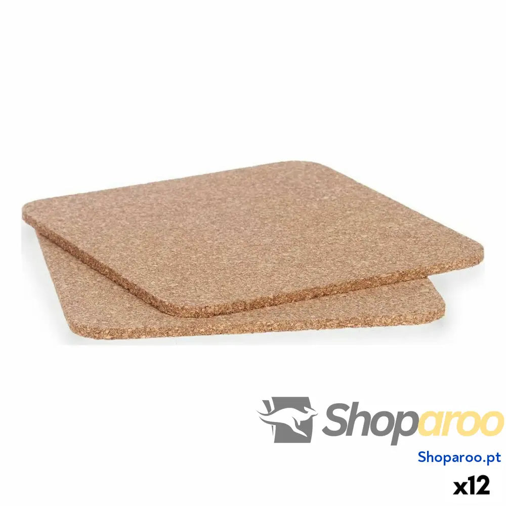 Conjunto de bases Kinvara KT166139S Natural Cortiça 18 x 0,5 x 18 cm Individuais (12 Unidades)