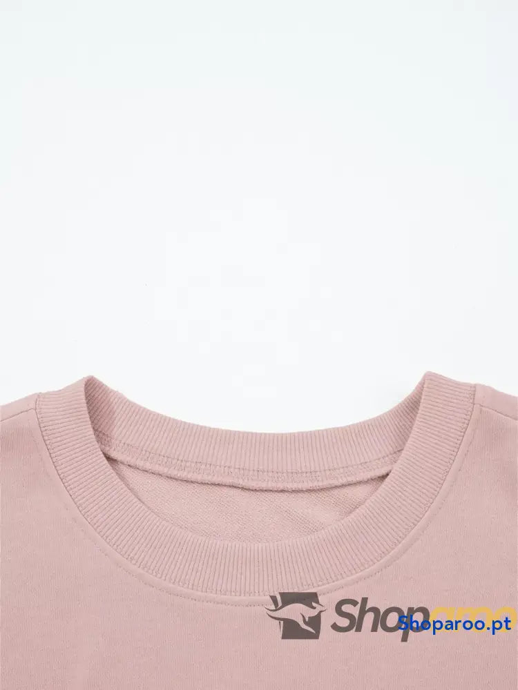 Conjunto de blusa curta com manga abalonada e ombro descaído calças largas cordão