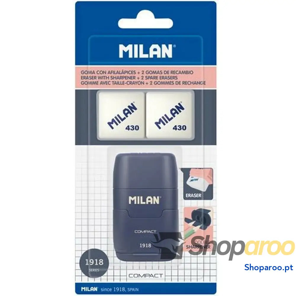 Conjunto de Borracha e Afiador Milan 1918 Azul