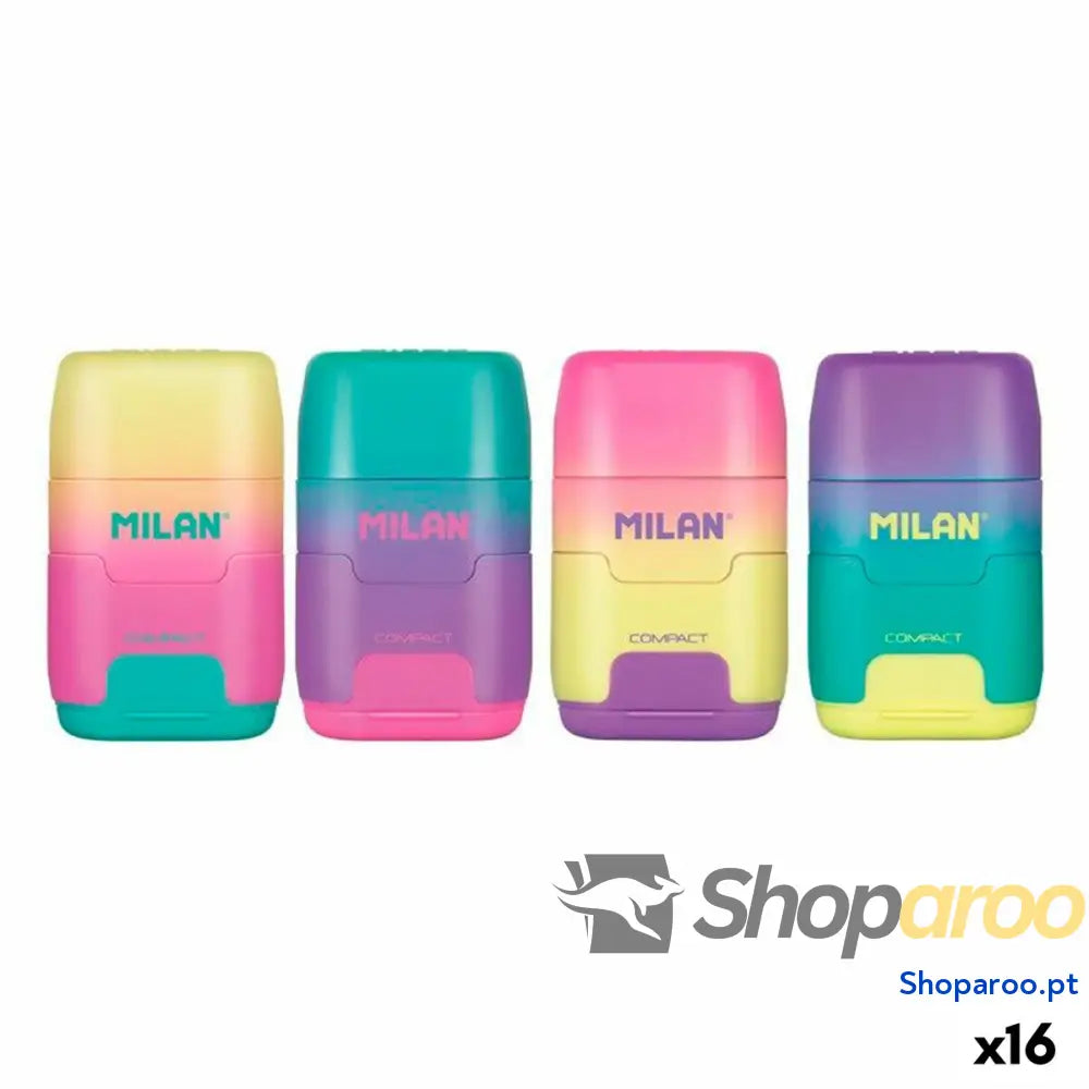 Conjunto de Borracha e Afiador Milan Compact Sunset Multicolor (16 Unidades)