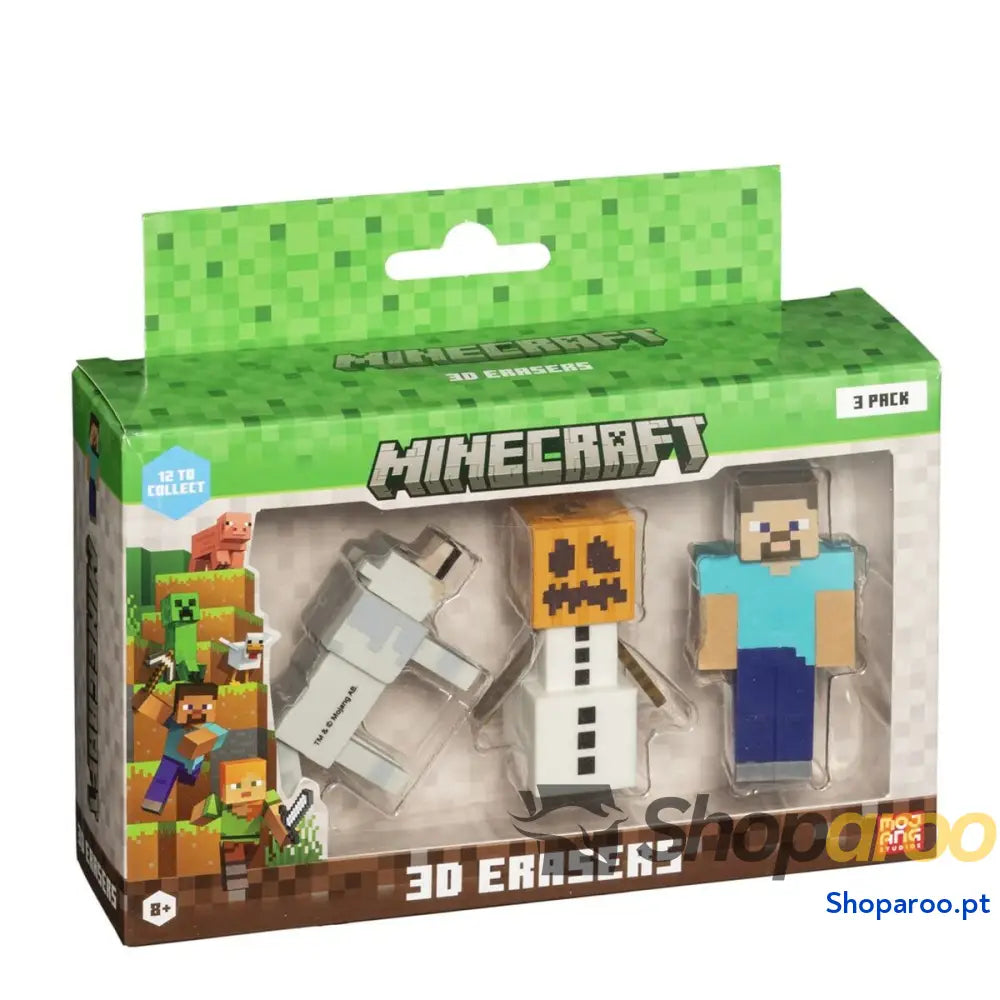 Conjunto de borrachas 3D Minecraft MC4021B 3 Peças