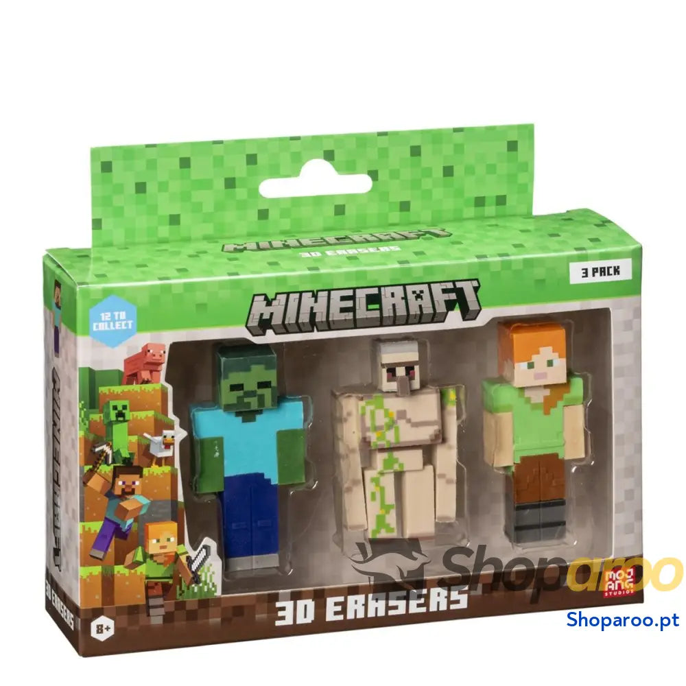 Conjunto de borrachas 3D Minecraft MC4021C 3 Peças