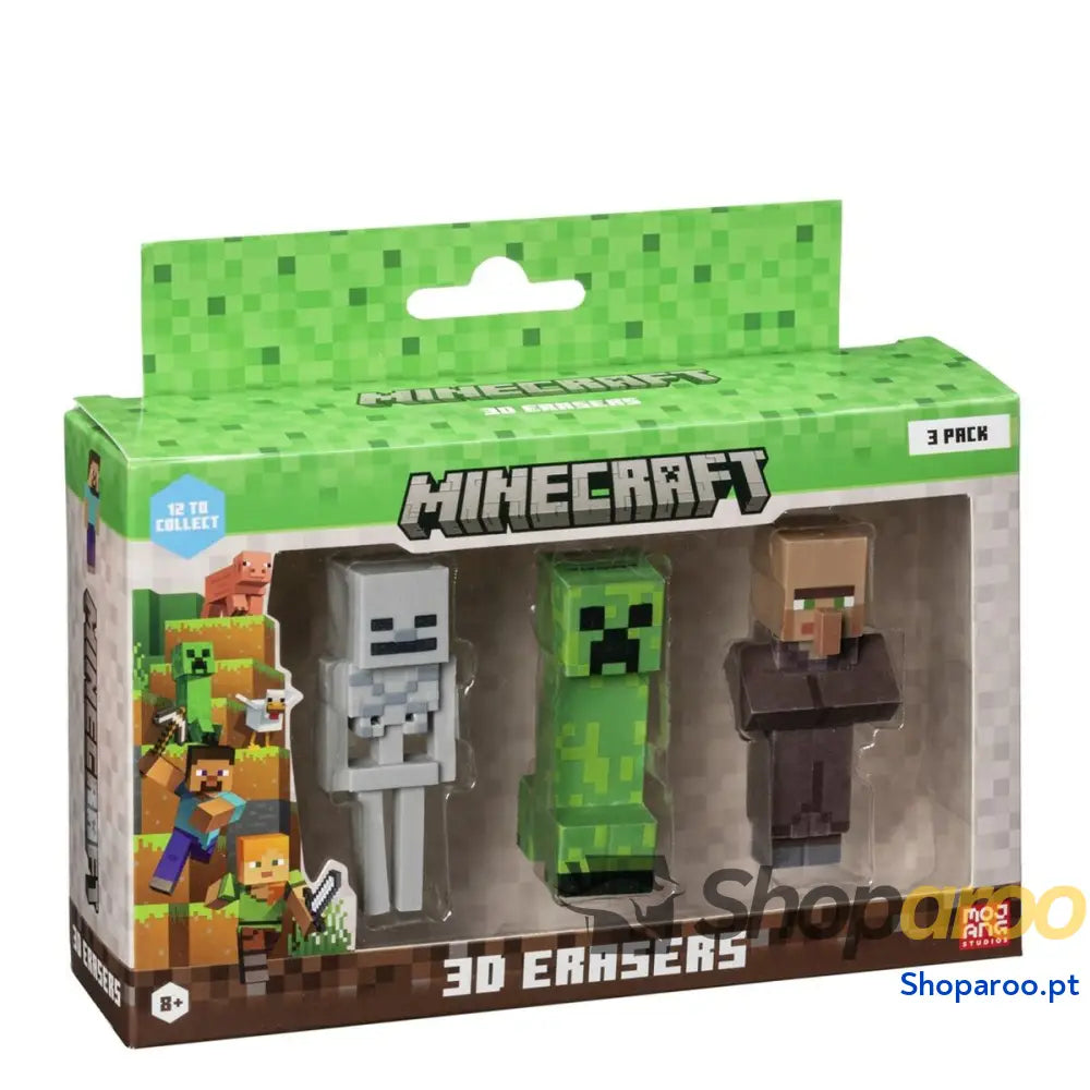 Conjunto de borrachas 3D Minecraft MC4021D 3 Peças