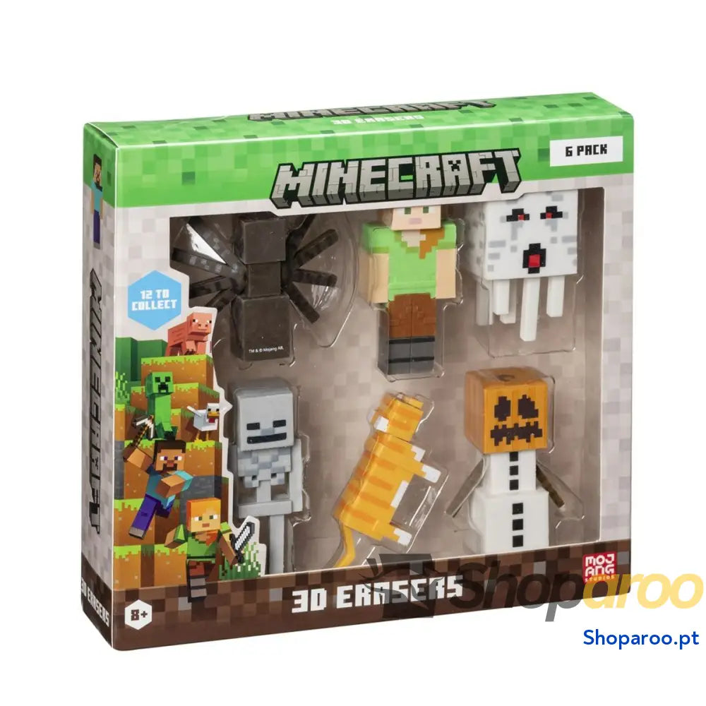 Conjunto de borrachas 3D Minecraft MC4060B 6 Peças