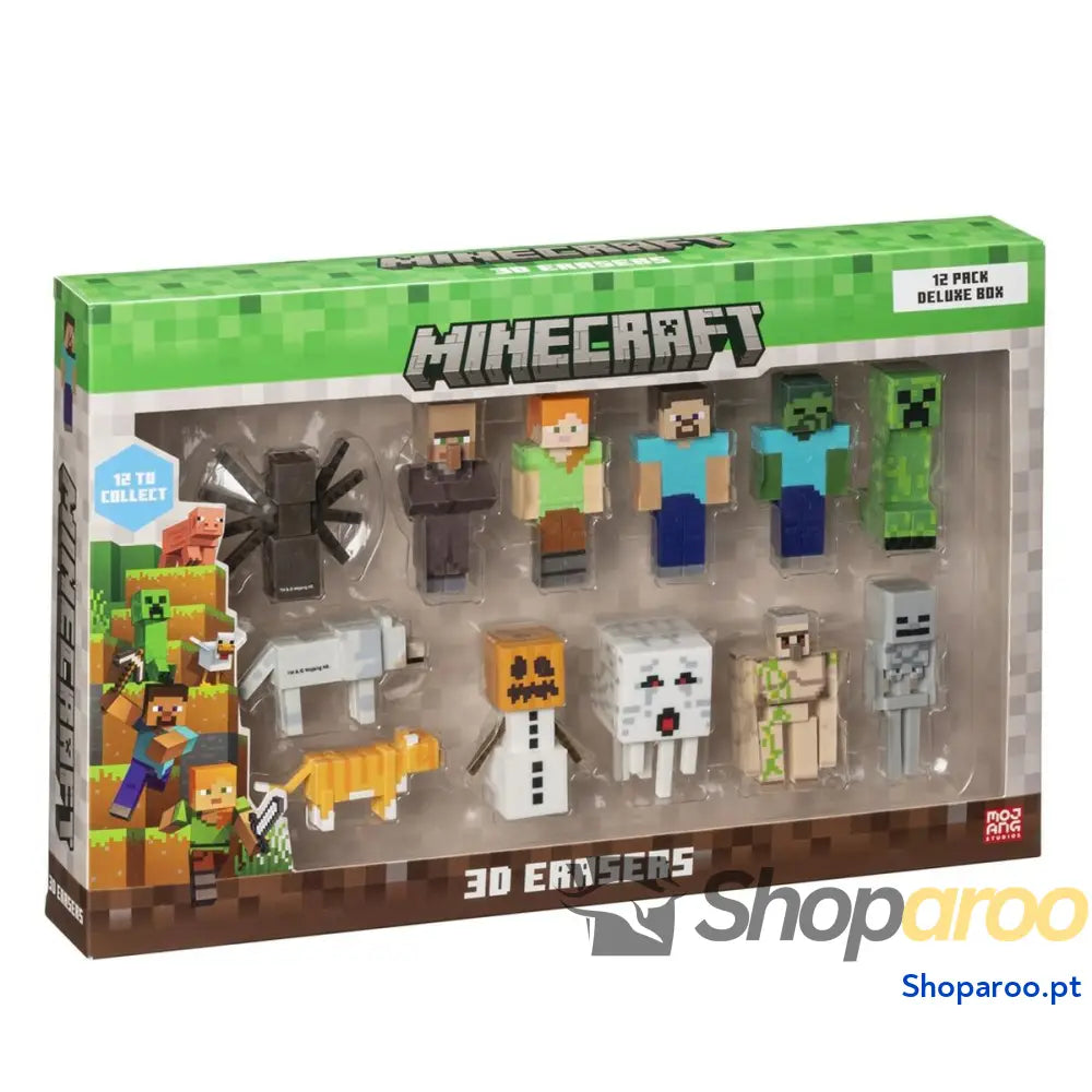 Conjunto de borrachas 3D Minecraft MC4080 12 Peças