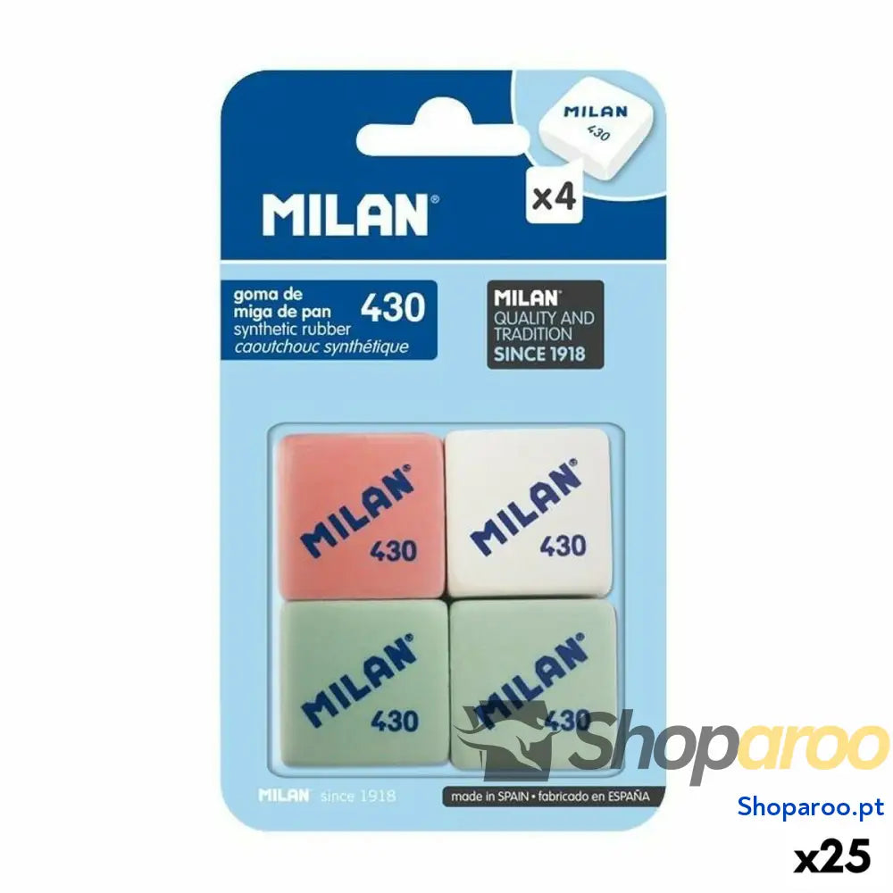 Conjunto de Borrachas Milan 4 Peças (25 Unidades)