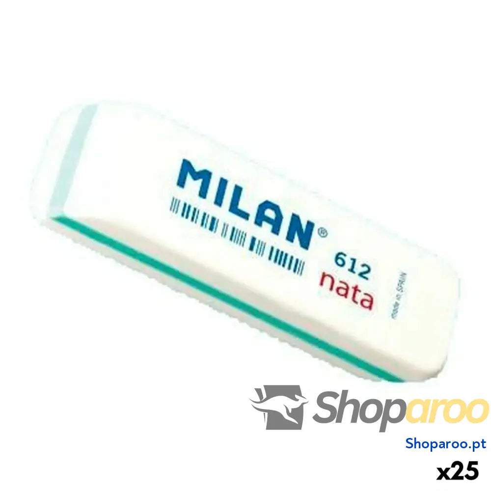 Conjunto de Borrachas Milan 612 NATA Branco 7,8 x 2,3 x 1,2 cm 12 Peças (25 Unidades)