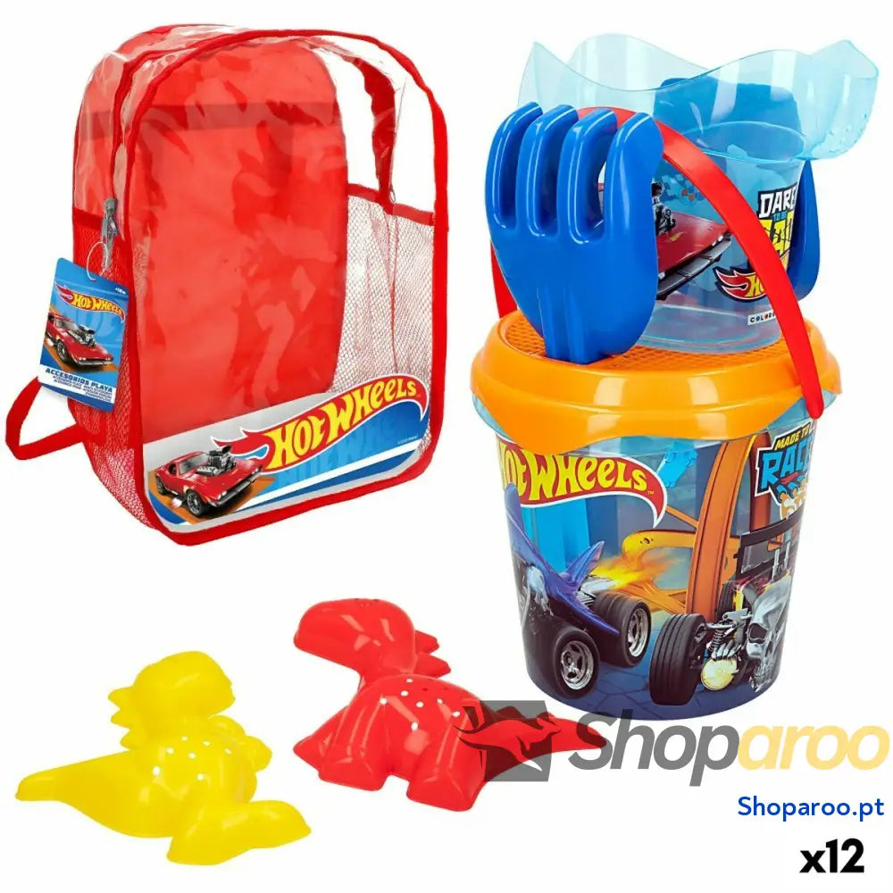 Conjunto de brinquedos praia Hot Wheels Ø 18 cm Polipropileno (12 Unidades)