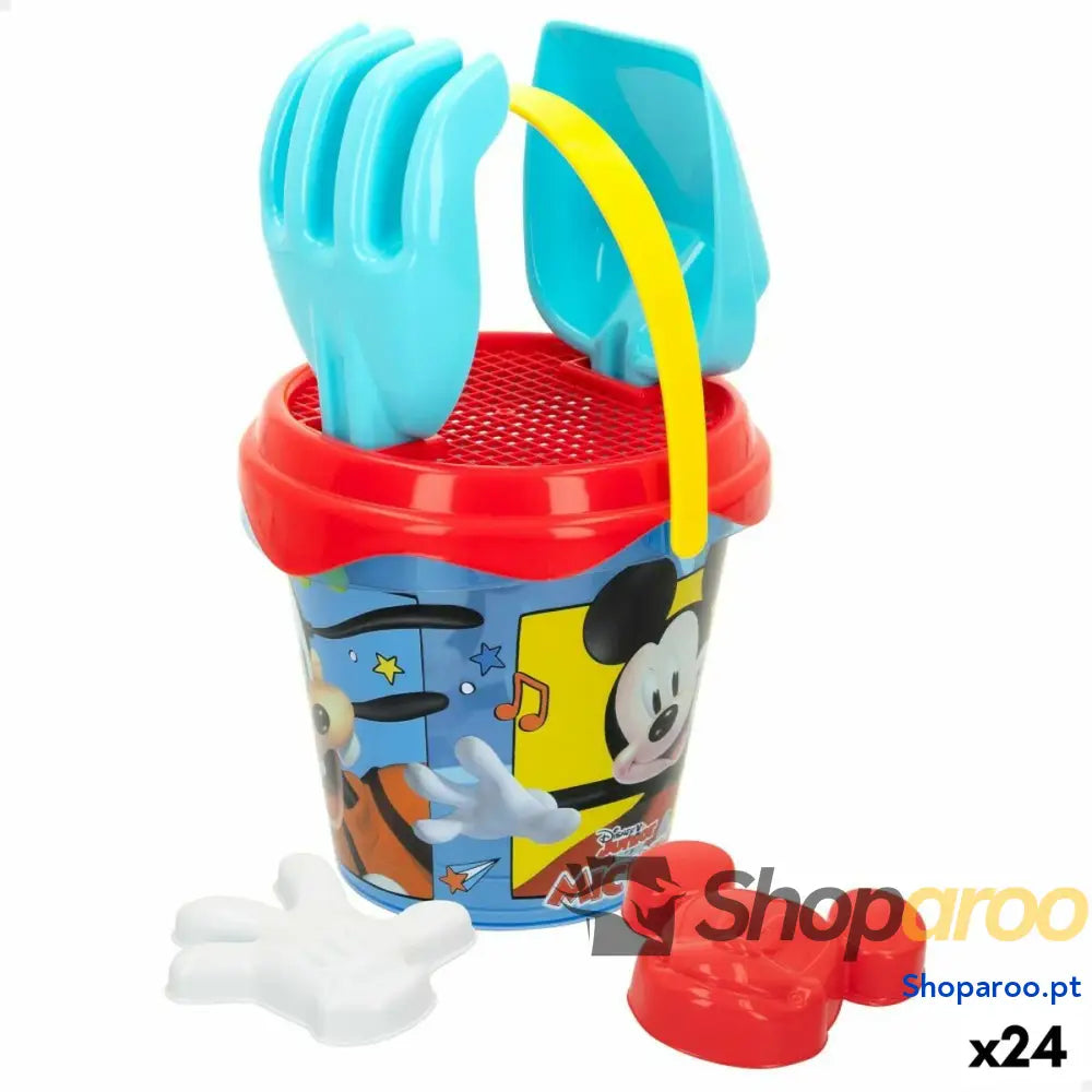 Conjunto de brinquedos praia Mickey Mouse Ø 14 cm Plástico (24 Unidades)