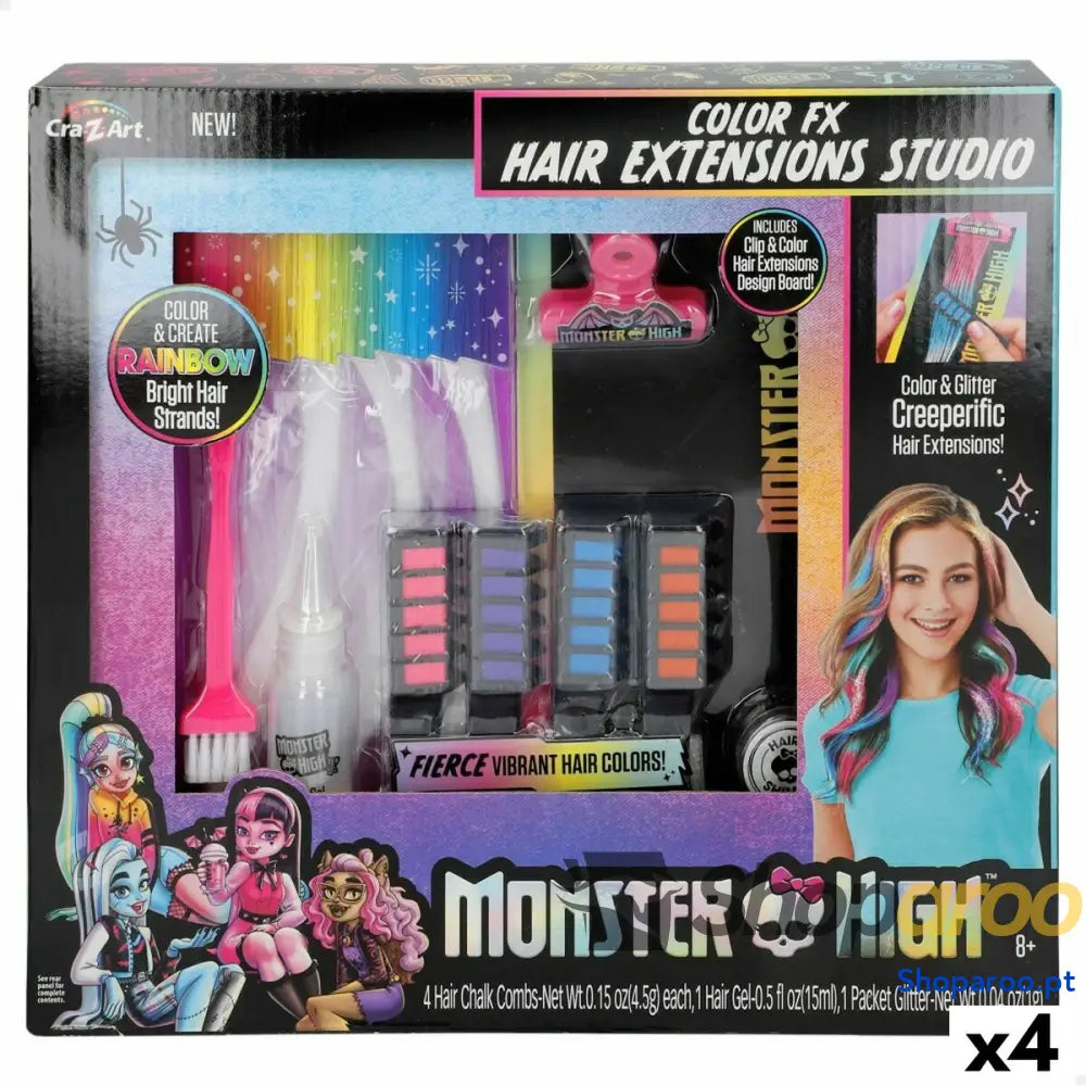 Conjunto de Cabeleireiro Monster High Extensões para o Cabelo (4 Unidades)