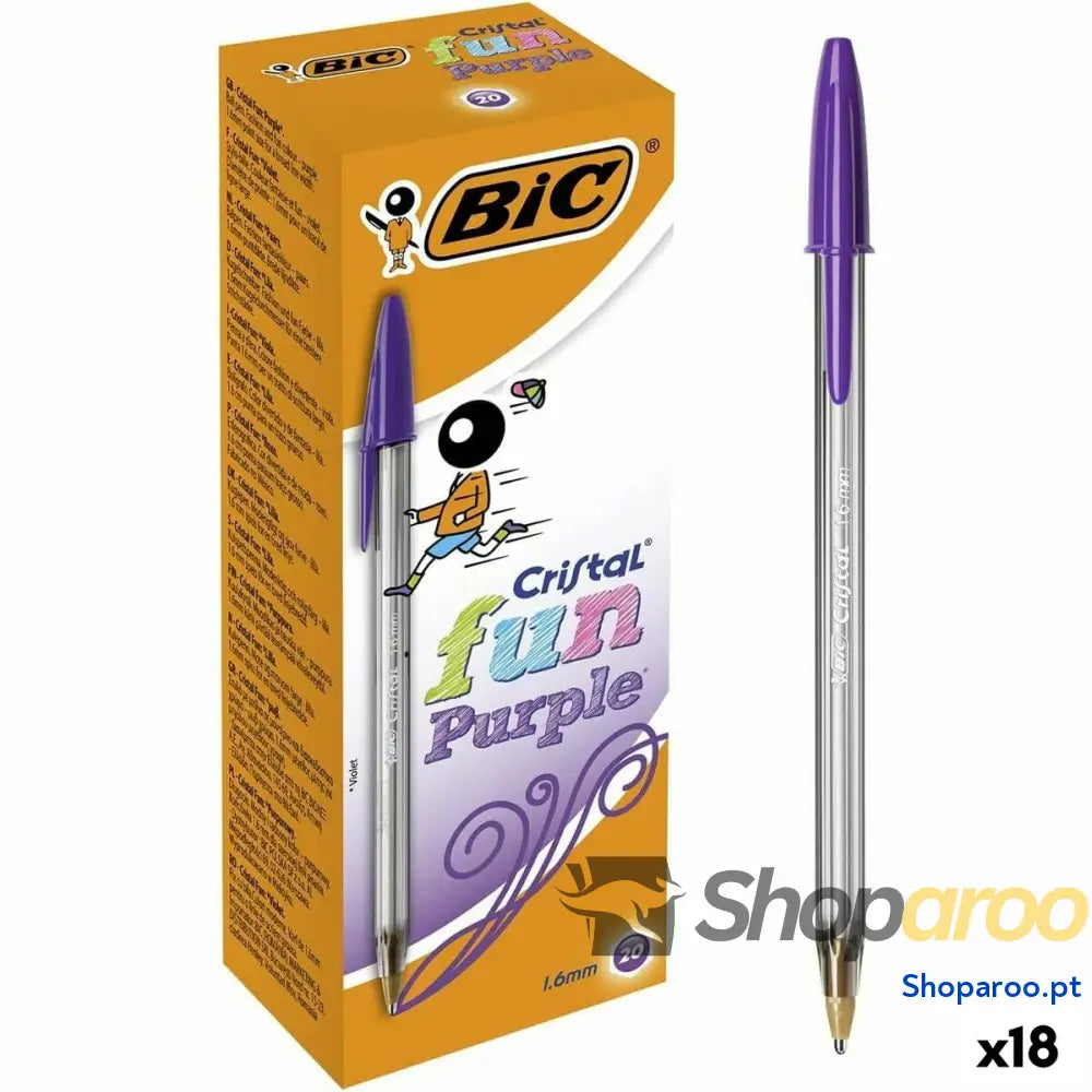 Conjunto de Canetas Bic Cristal Fun Violeta 1,6 mm (18 Unidades)