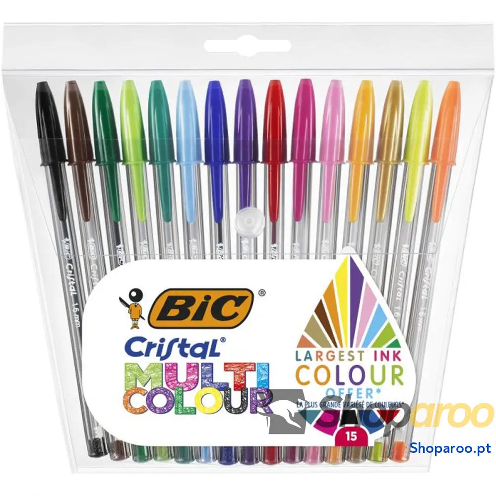 Conjunto de Canetas Bic Cristal Multicolor 15 Peças 0,42 mm (15 Peças)