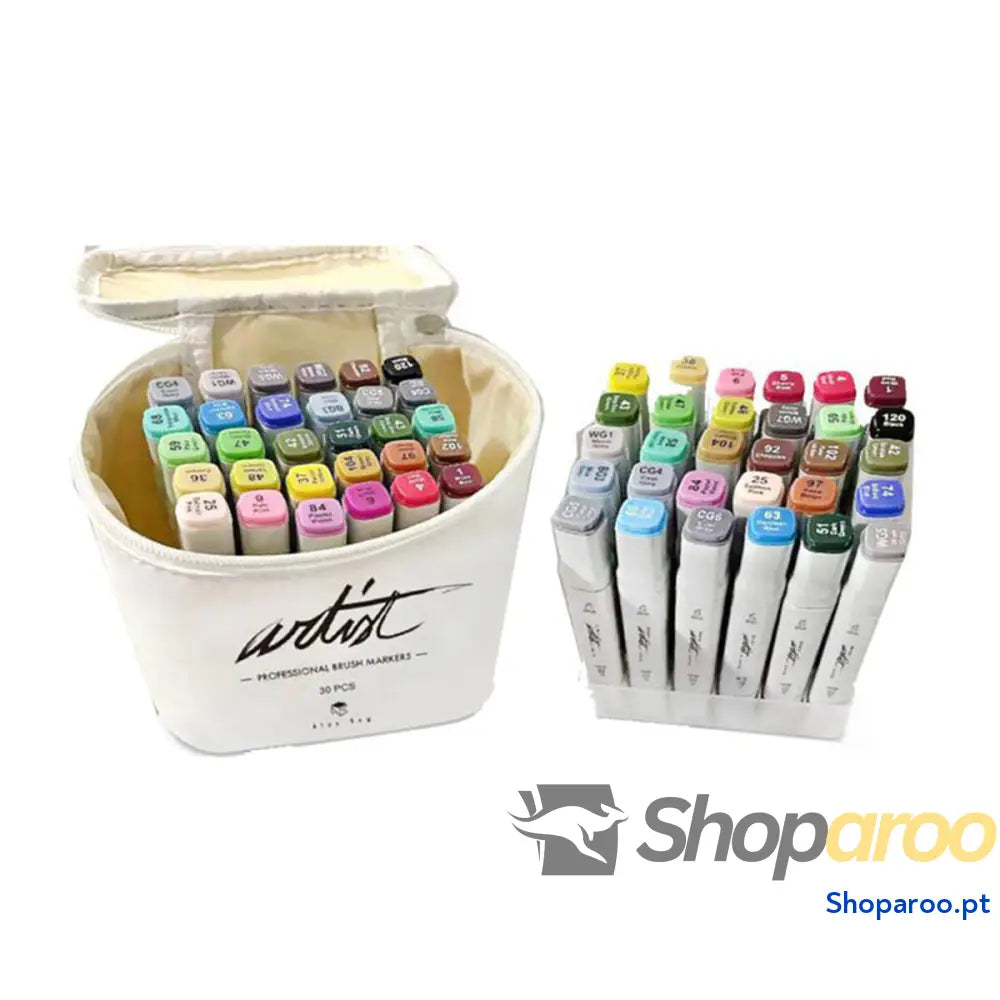 Conjunto de Canetas de Feltro Alex Bog Canvas Luxe Professional 30 Peças Estojo Multicolor