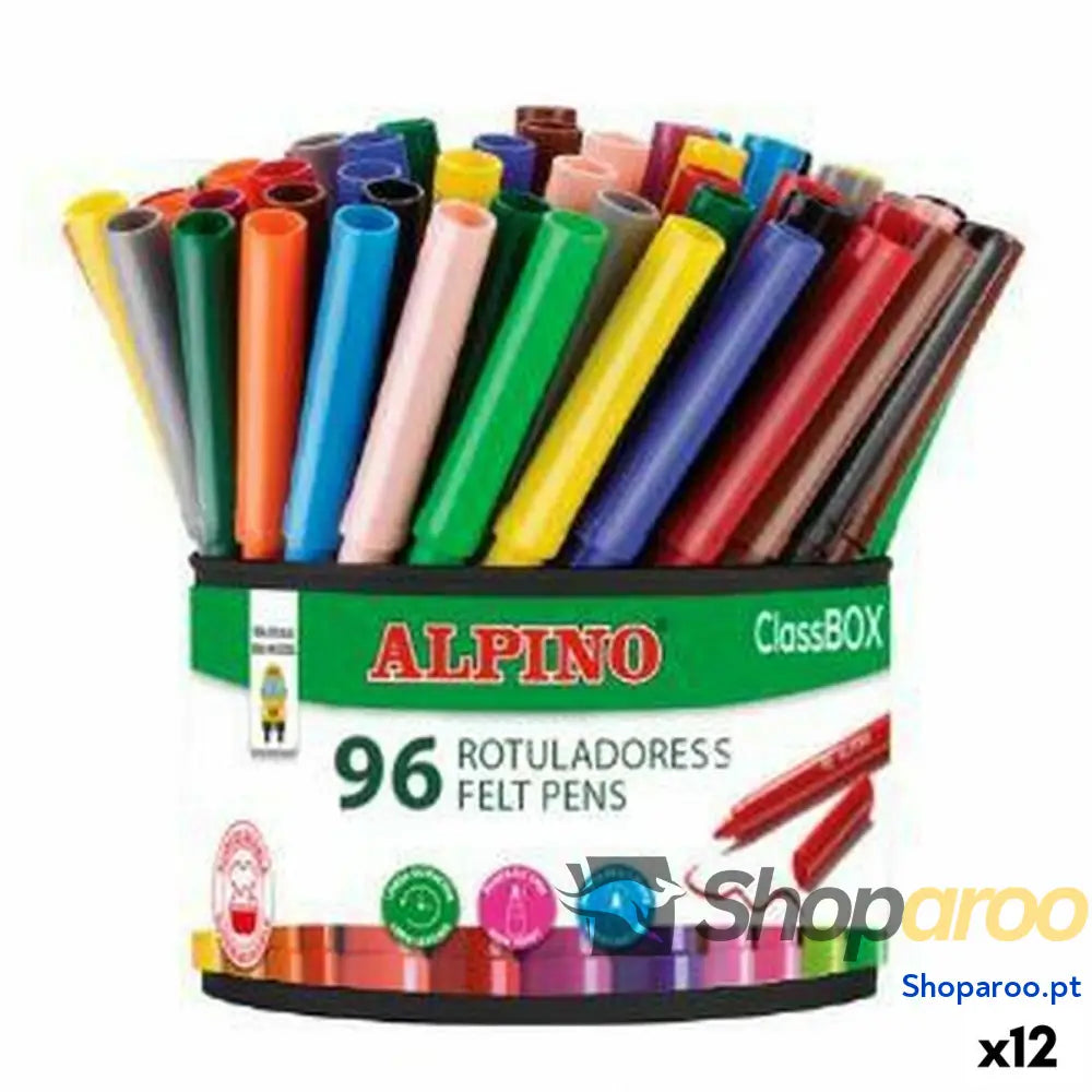 Conjunto de Canetas de Feltro Alpino CLASSBOX Multicolor (12 Unidades)