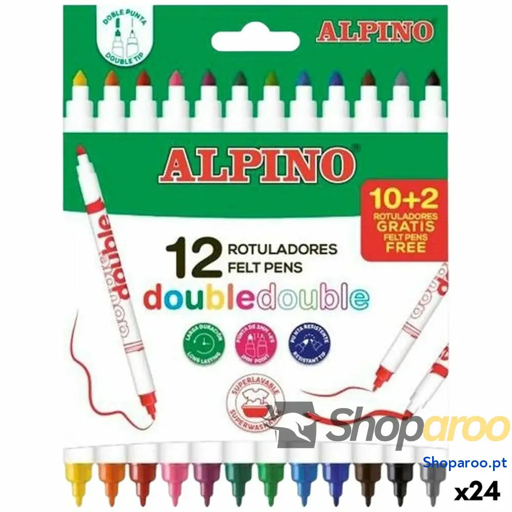 Conjunto de Canetas de Feltro Alpino Double Multicolor 12 Peças (24 Unidades)