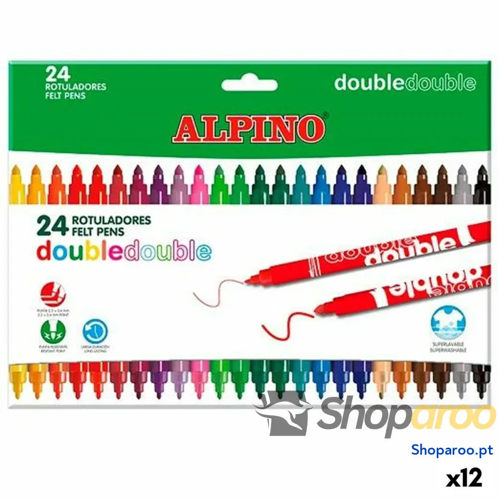 Conjunto de Canetas de Feltro Alpino Double Multicolor 20 Peças (12 Unidades)