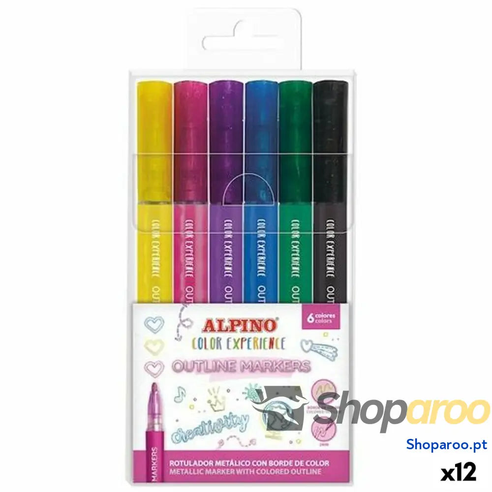 Conjunto de Canetas de Feltro Alpino OUTLINE COLOR EXPERIENCE Multicolor (12 Unidades)