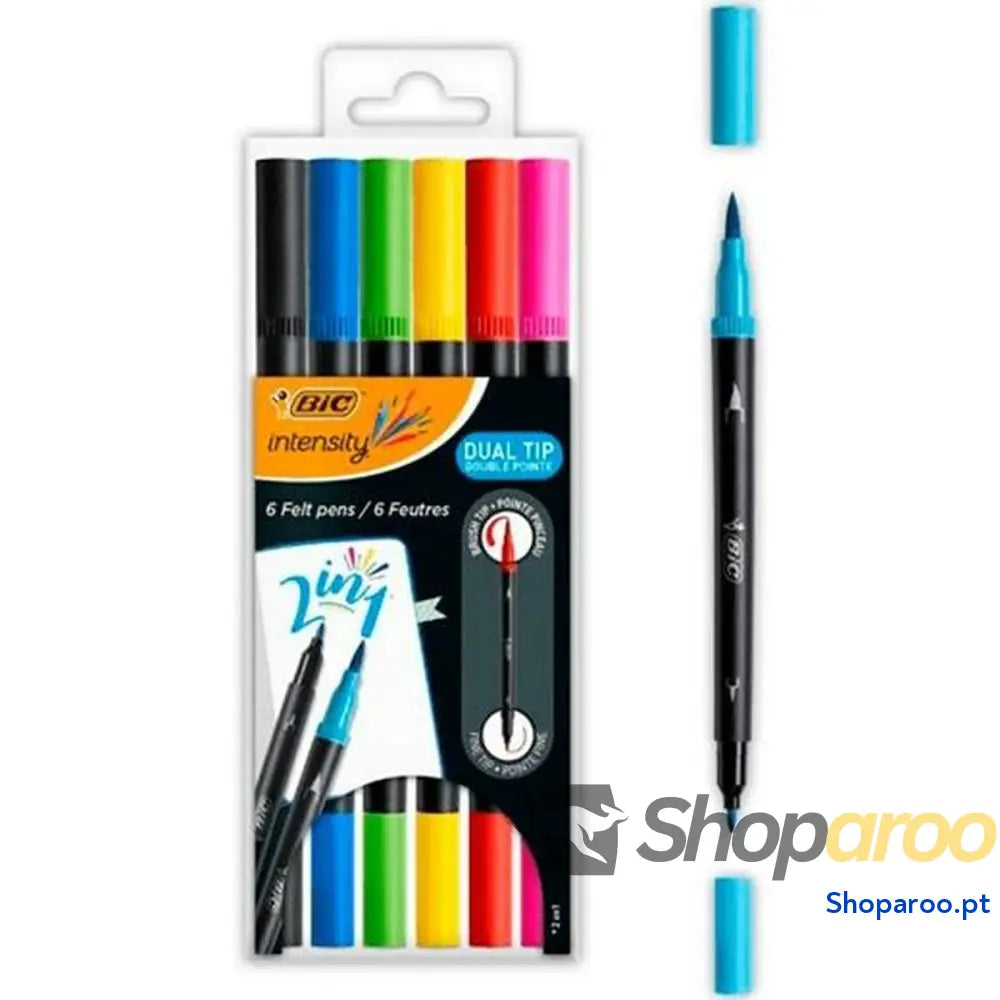 Conjunto de Canetas de Feltro Bic Intensity Dual Tip Multicolor 6 Peças