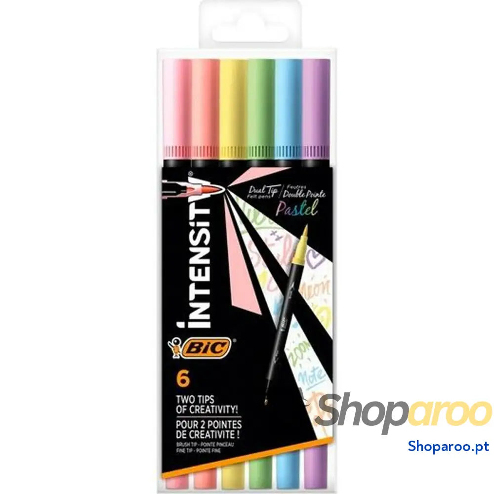 Conjunto de Canetas de Feltro Bic Intensity Dual tip Multicolor Pastel 6 Peças