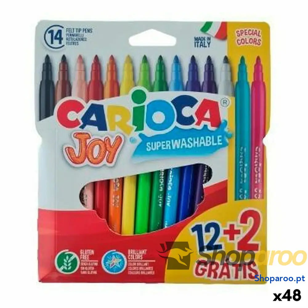 Conjunto de Canetas de Feltro Carioca JOY Multicolor 12 Peças (48 Unidades)