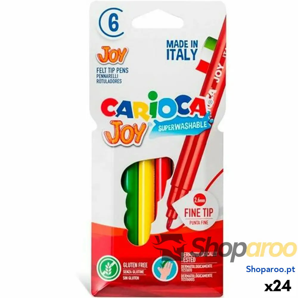 Conjunto de Canetas de Feltro Carioca JOY Multicolor 6 Peças (24 Unidades)