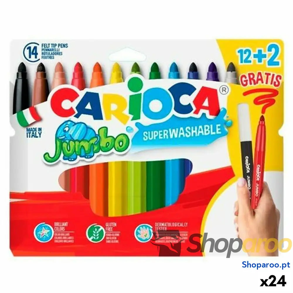 Conjunto de Canetas de Feltro Carioca JUMBO Multicolor 12 Peças (24 Unidades)