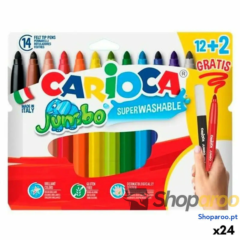 Conjunto de Canetas de Feltro Carioca JUMBO Multicolor 12 Peças (24 Unidades)