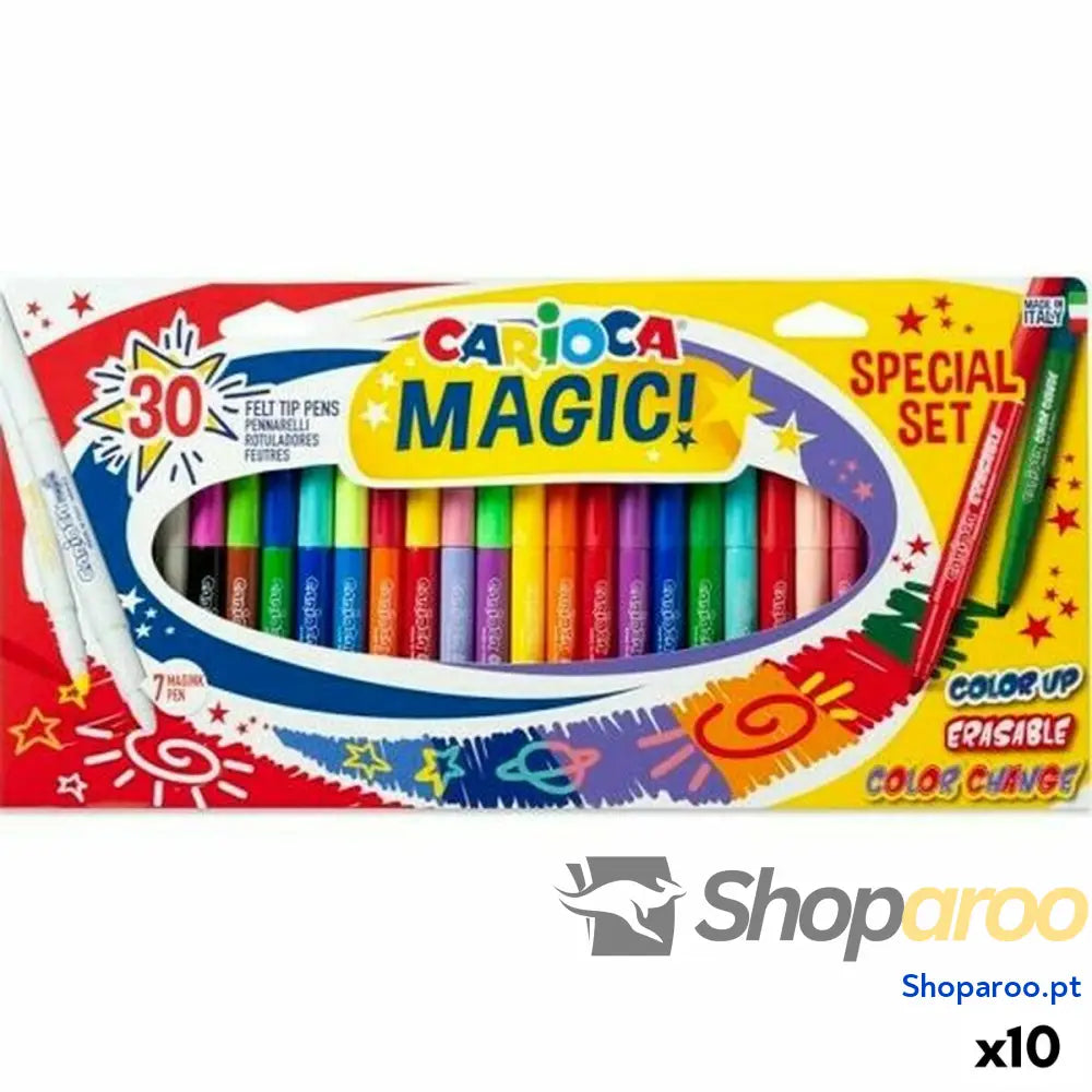 Conjunto de Canetas de Feltro Carioca Magic! Multicolor 30 Peças (10 Unidades)