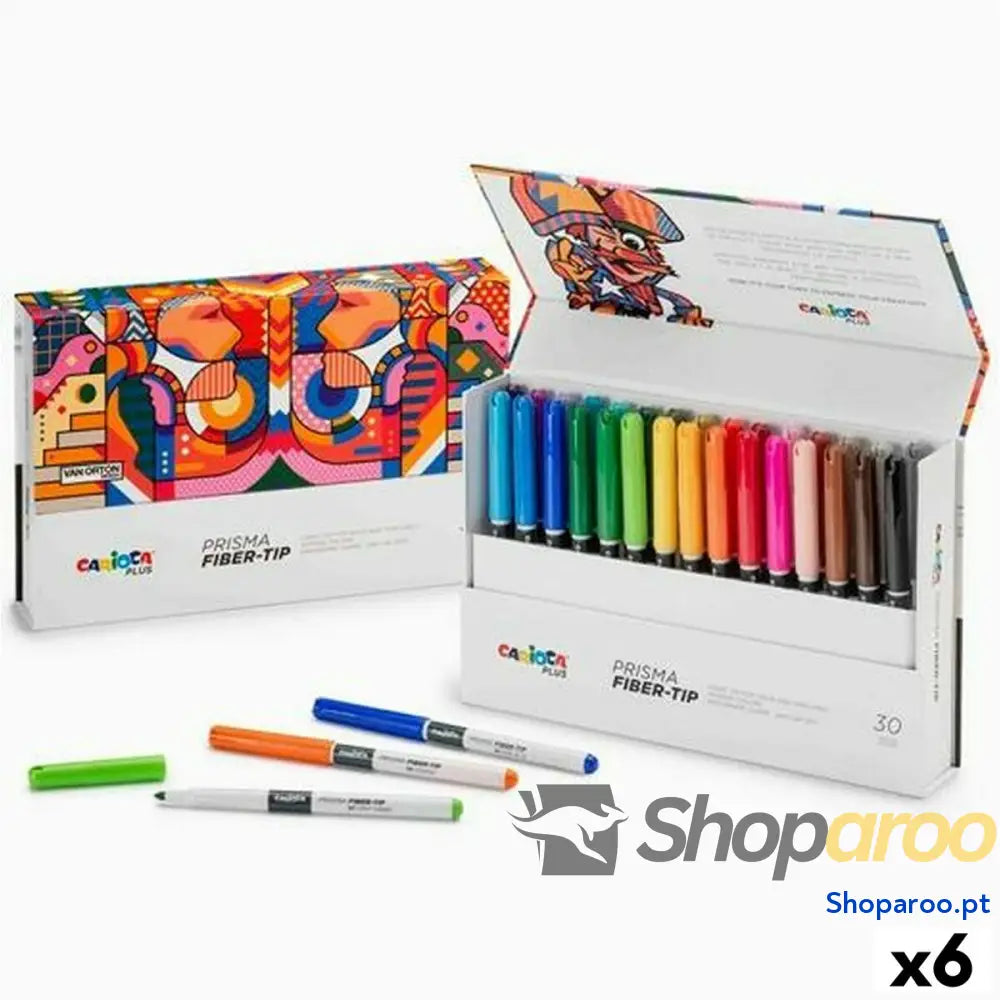 Conjunto de Canetas de Feltro Carioca Prisma Multicolor 30 Peças (6 Unidades)