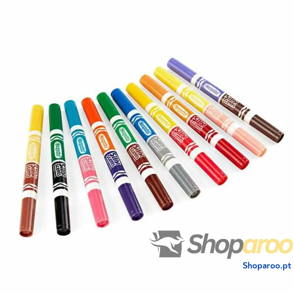 Conjunto de Canetas de Feltro Crayola Perfumado Lavável Ponta dupla 10 Peças