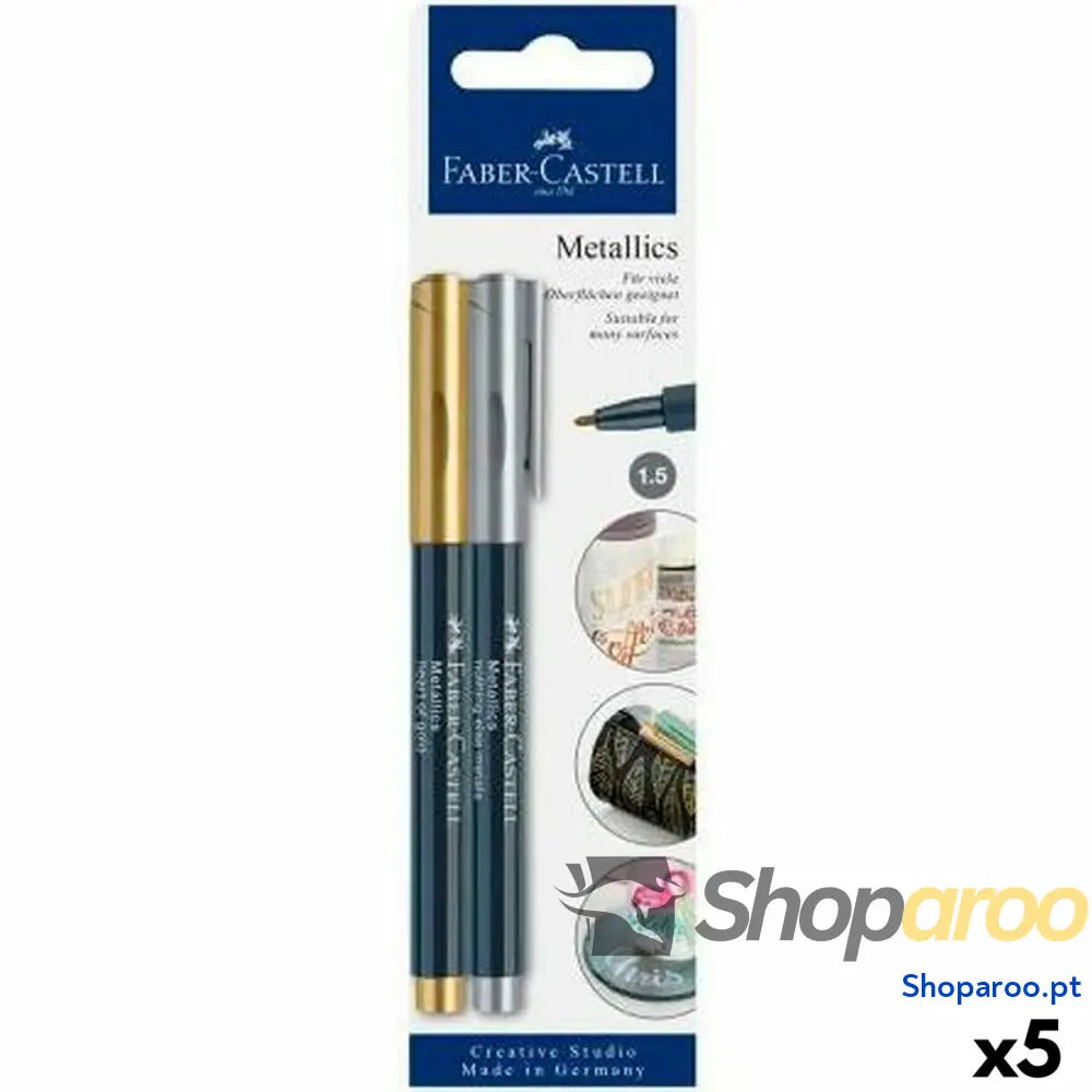 Conjunto de Canetas de Feltro Faber-Castell Creative Studio Metallics Dourado Metal (5 Unidades)