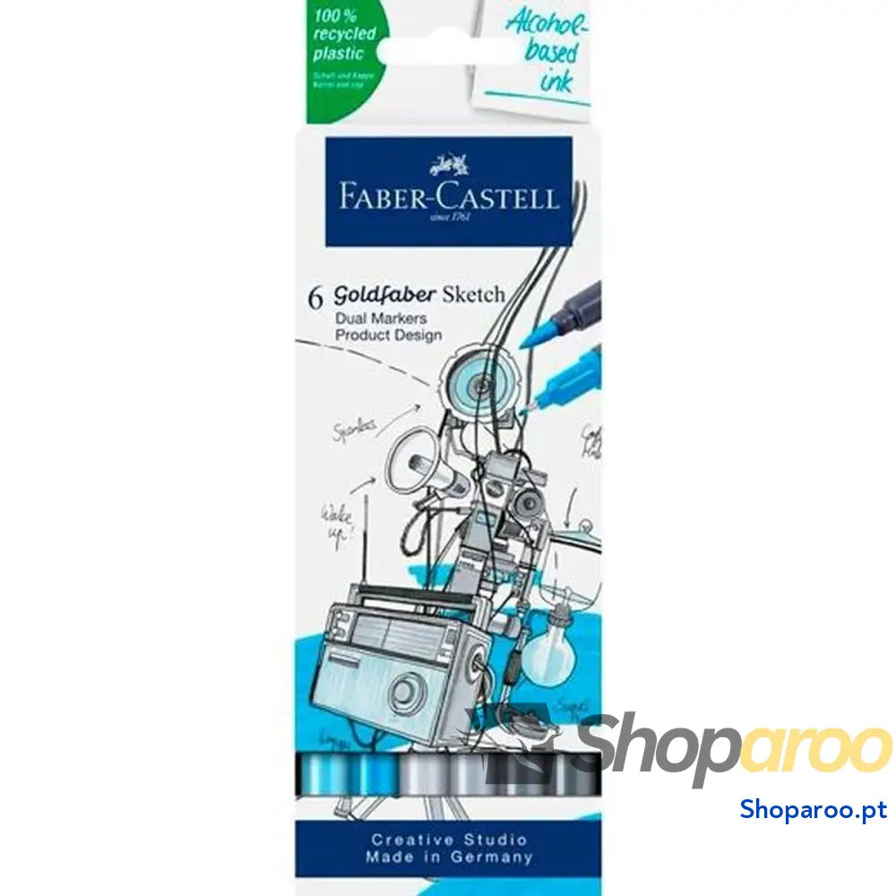Conjunto de Canetas de Feltro Faber-Castell Goldfaber Sketch - Product Design Duplo 6 Peças