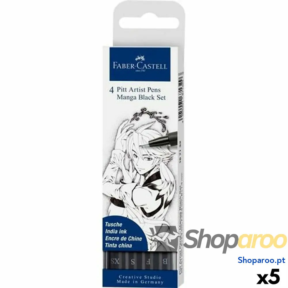 Conjunto de Canetas de Feltro Faber-Castell Pitt Artist Banda desenhada, desenho e manga Estojo Preto (5 Unidades)