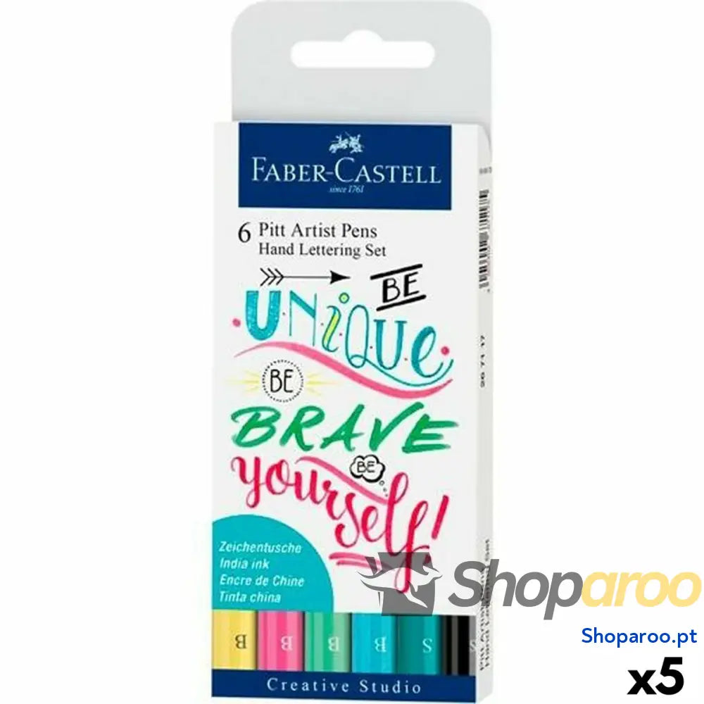 Conjunto de Canetas de Feltro Faber-Castell Pitt Artist Caligrafia Estojo Pastel (5 Unidades)
