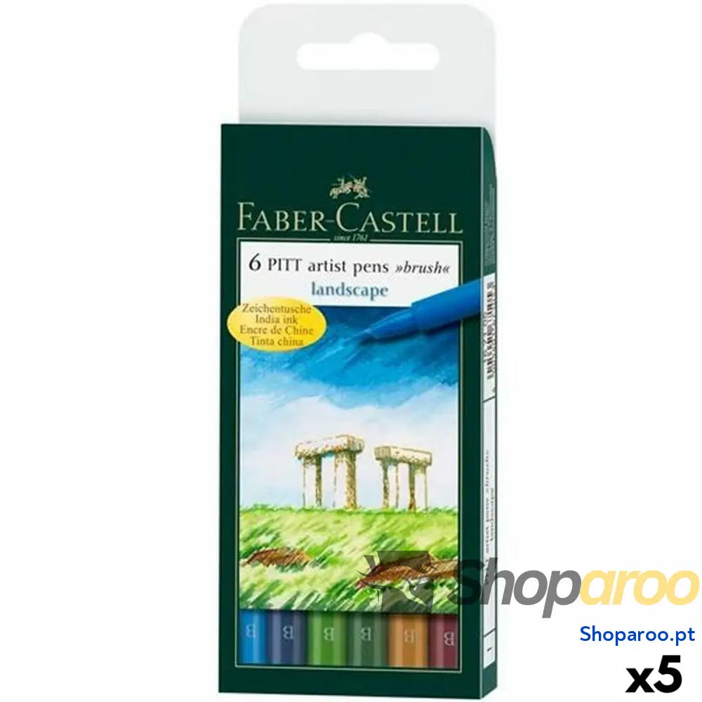 Conjunto de Canetas de Feltro Faber-Castell Pitt Artist Landscape Estojo (5 Unidades)