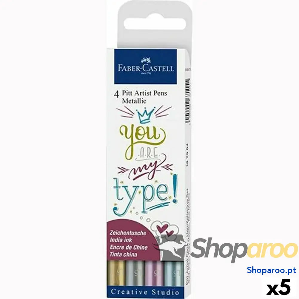 Conjunto de Canetas de Feltro Faber-Castell Pitt Artist Metalizado Estojo (5 Unidades)